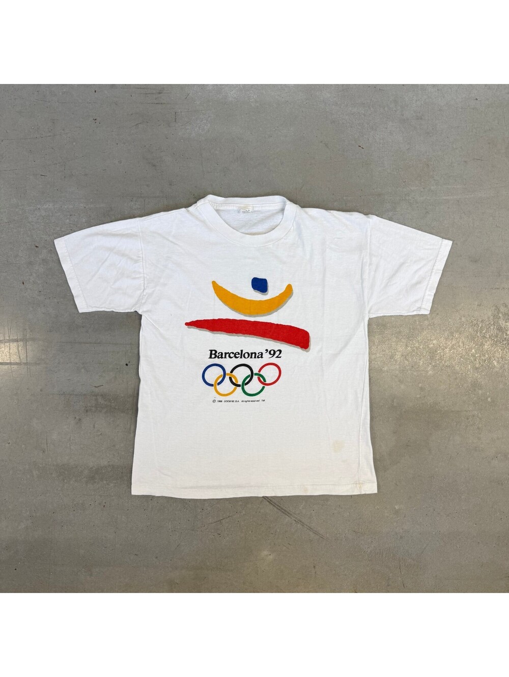 Vintage 1992 Barcelona Summer Olympic Games Flawed T-Shirt White Small